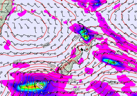 New Zealand forecast chart for Monday, June 15th, 2026 at 6:00 PM