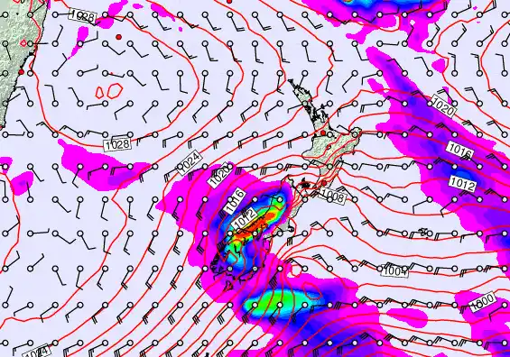 New Zealand forecast chart for Tuesday, June 16th, 2026 at 6:00 AM
