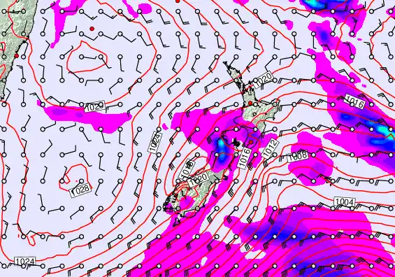 New Zealand forecast chart for Tuesday, June 16th, 2026 at 12:00 PM
