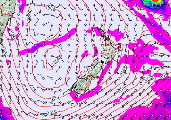 New Zealand forecast chart for Wednesday, June 17th, 2026 at 12:00 AM