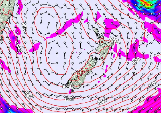 New Zealand forecast chart for Wednesday, June 17th, 2026 at 6:00 AM
