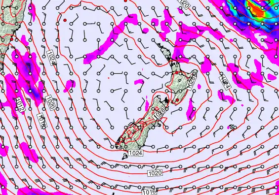 New Zealand forecast chart for Wednesday, June 17th, 2026 at 12:00 PM