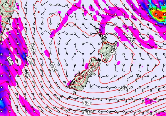 New Zealand forecast chart for Wednesday, June 17th, 2026 at 6:00 PM