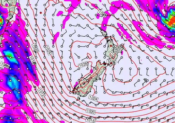New Zealand forecast chart for Thursday, June 18th, 2026 at 12:00 AM