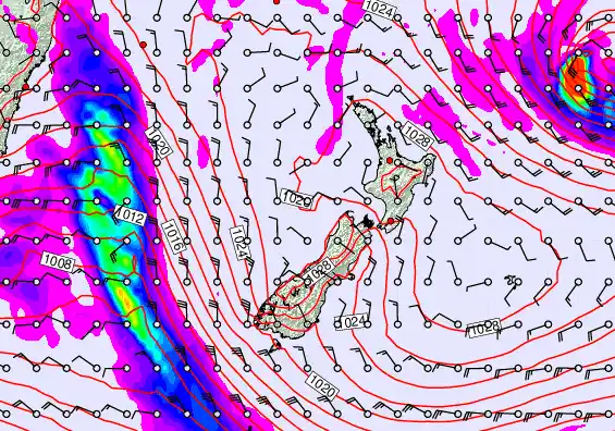 New Zealand forecast chart for Thursday, June 18th, 2026 at 12:00 PM