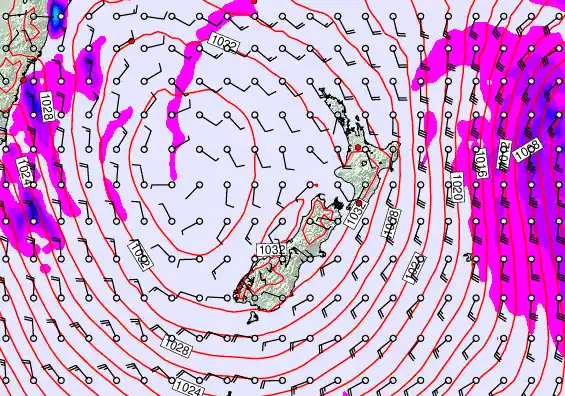 New Zealand forecast chart for Tuesday, June 9th, 2026 at 6:00 PM