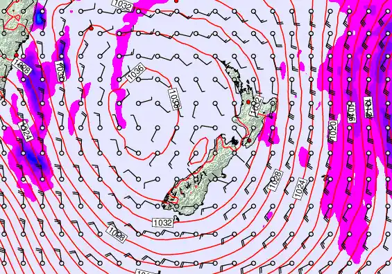 New Zealand forecast chart for Wednesday, June 10th, 2026 at 12:00 AM