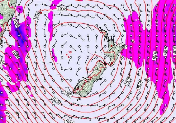New Zealand forecast chart for Wednesday, June 10th, 2026 at 6:00 AM