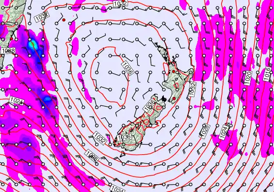 New Zealand forecast chart for Wednesday, June 10th, 2026 at 12:00 PM