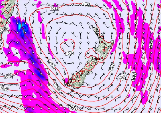 New Zealand forecast chart for Wednesday, June 10th, 2026 at 6:00 PM