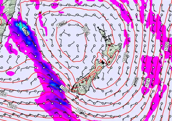 New Zealand forecast chart for Thursday, June 11th, 2026 at 12:00 AM