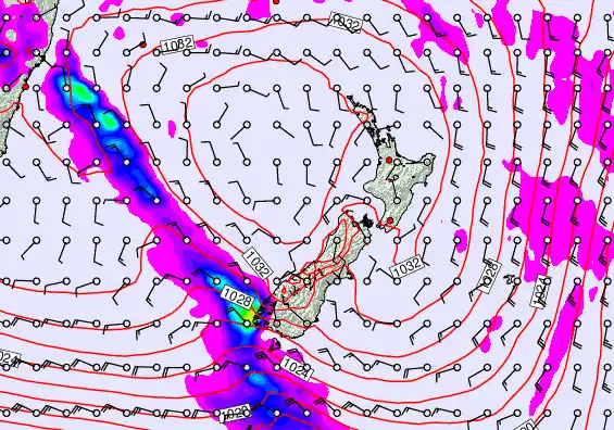 New Zealand forecast chart for Thursday, June 11th, 2026 at 6:00 AM