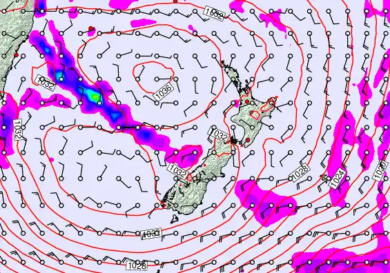 New Zealand forecast chart for Friday, June 12th, 2026 at 12:00 AM