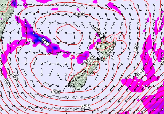New Zealand forecast chart for Friday, June 12th, 2026 at 6:00 AM