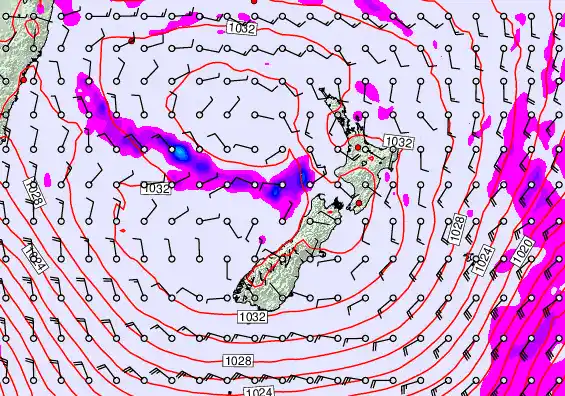 New Zealand forecast chart for Friday, June 12th, 2026 at 12:00 PM