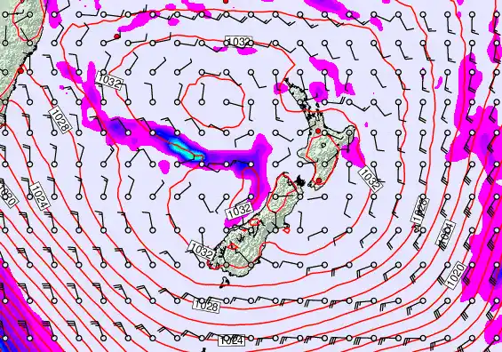 New Zealand forecast chart for Friday, June 12th, 2026 at 6:00 PM
