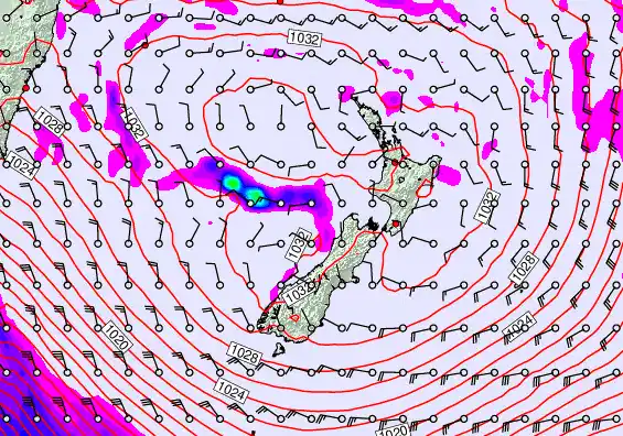 New Zealand forecast chart for Saturday, June 13th, 2026 at 12:00 AM