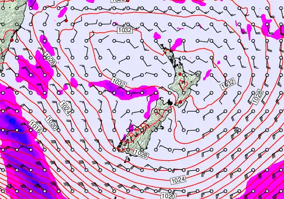 New Zealand forecast chart for Saturday, June 13th, 2026 at 6:00 AM