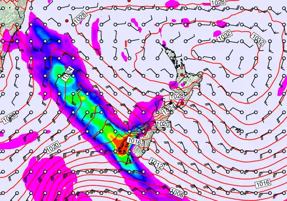 New Zealand forecast chart for Sunday, June 14th, 2026 at 6:00 AM