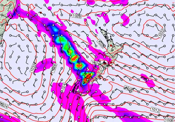 New Zealand forecast chart for Sunday, June 14th, 2026 at 6:00 PM