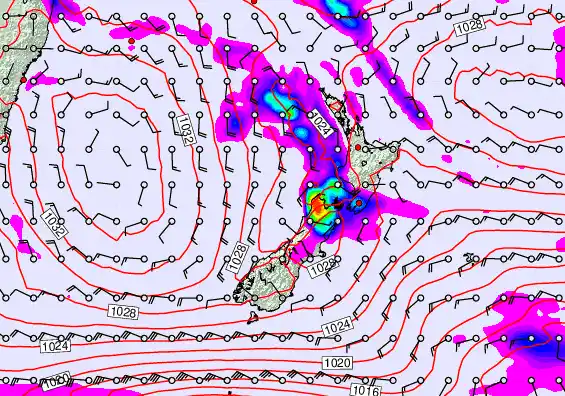 New Zealand forecast chart for Monday, June 15th, 2026 at 12:00 PM