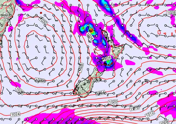 New Zealand forecast chart for Monday, June 15th, 2026 at 6:00 PM