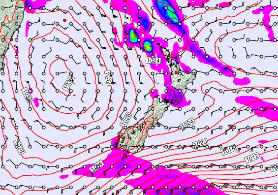 New Zealand forecast chart for Tuesday, June 16th, 2026 at 12:00 AM