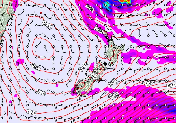 New Zealand forecast chart for Tuesday, June 16th, 2026 at 12:00 PM