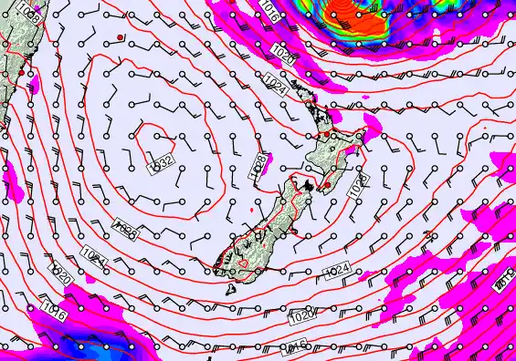 New Zealand forecast chart for Wednesday, June 17th, 2026 at 12:00 AM