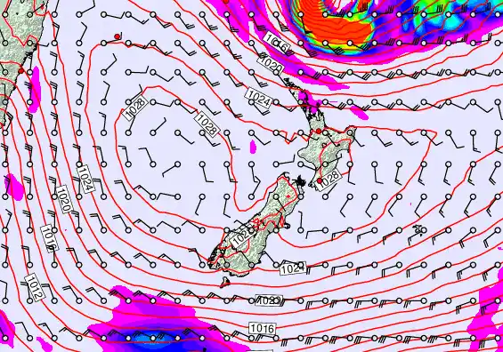 New Zealand forecast chart for Wednesday, June 17th, 2026 at 6:00 AM