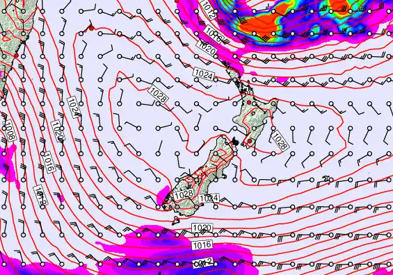 New Zealand forecast chart for Wednesday, June 17th, 2026 at 12:00 PM