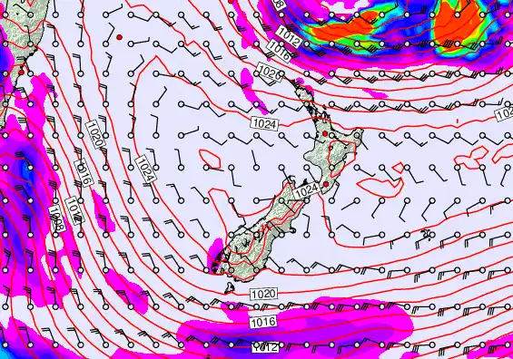 New Zealand forecast chart for Wednesday, June 17th, 2026 at 6:00 PM