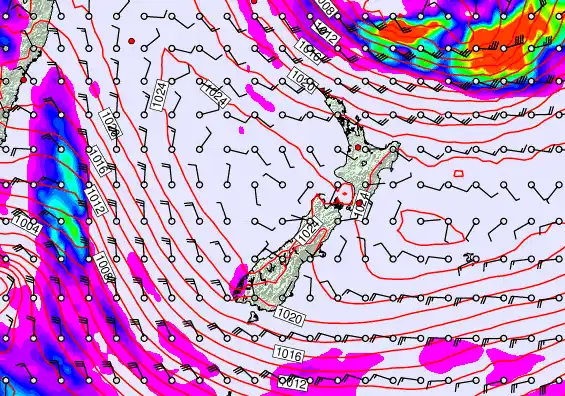 New Zealand forecast chart for Thursday, June 18th, 2026 at 12:00 AM