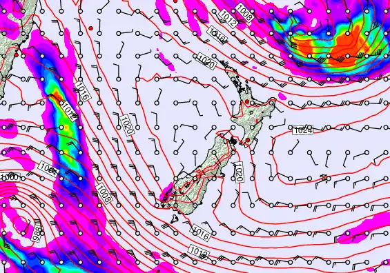 New Zealand forecast chart for Thursday, June 18th, 2026 at 6:00 AM