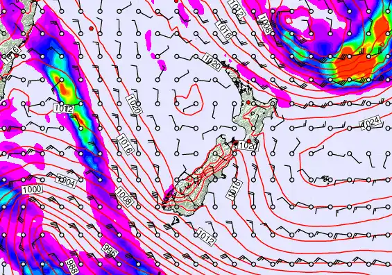 New Zealand forecast chart for Thursday, June 18th, 2026 at 12:00 PM
