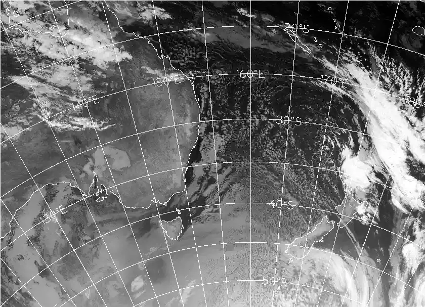 satellite chart for Saturday, May 9th, 2026 at 12:00 PM