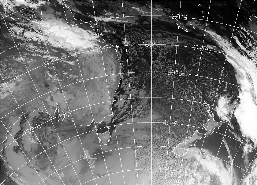 satellite chart for Saturday, May 9th, 2026 at 6:00 PM