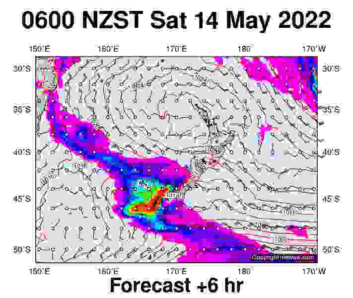 South West Pacific forecast chart for Friday, May 27th, 2022 at 12:00 PM